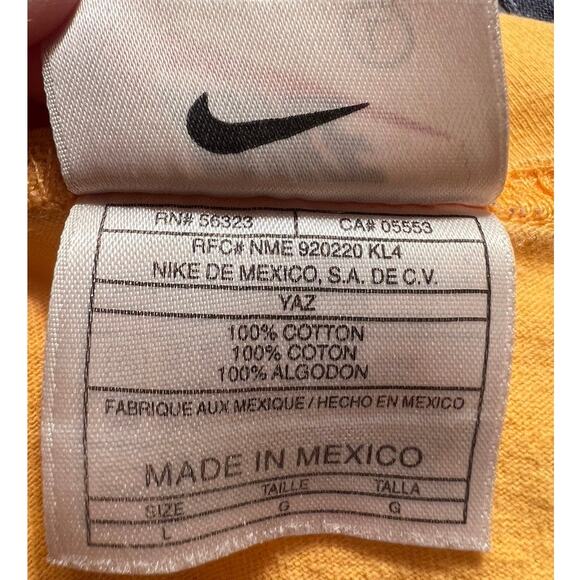 Vintage Nike Tank Top Made in Mexico Size L Yellow Front Back Graphic Retro Soft - Picture 7 of 10
